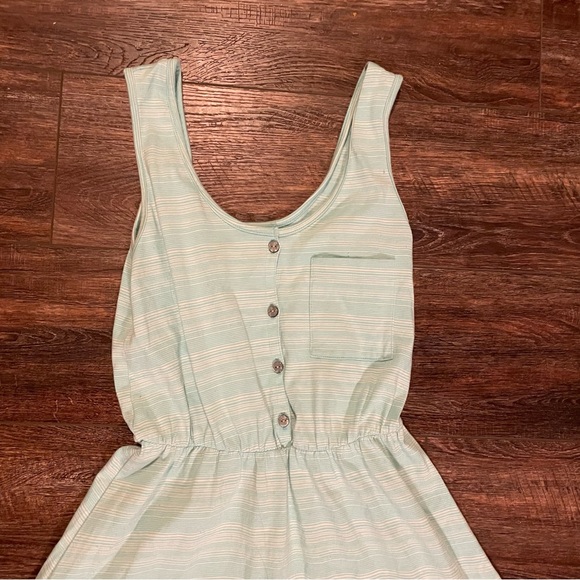 Mint Green/Turquoise and White Striped High-Low Sleeveless Sundress / Sz Small - Picture 3 of 8